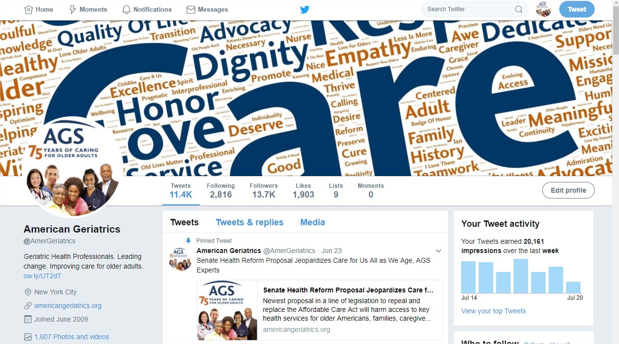 Twitter homepage @AmerGeriatrics